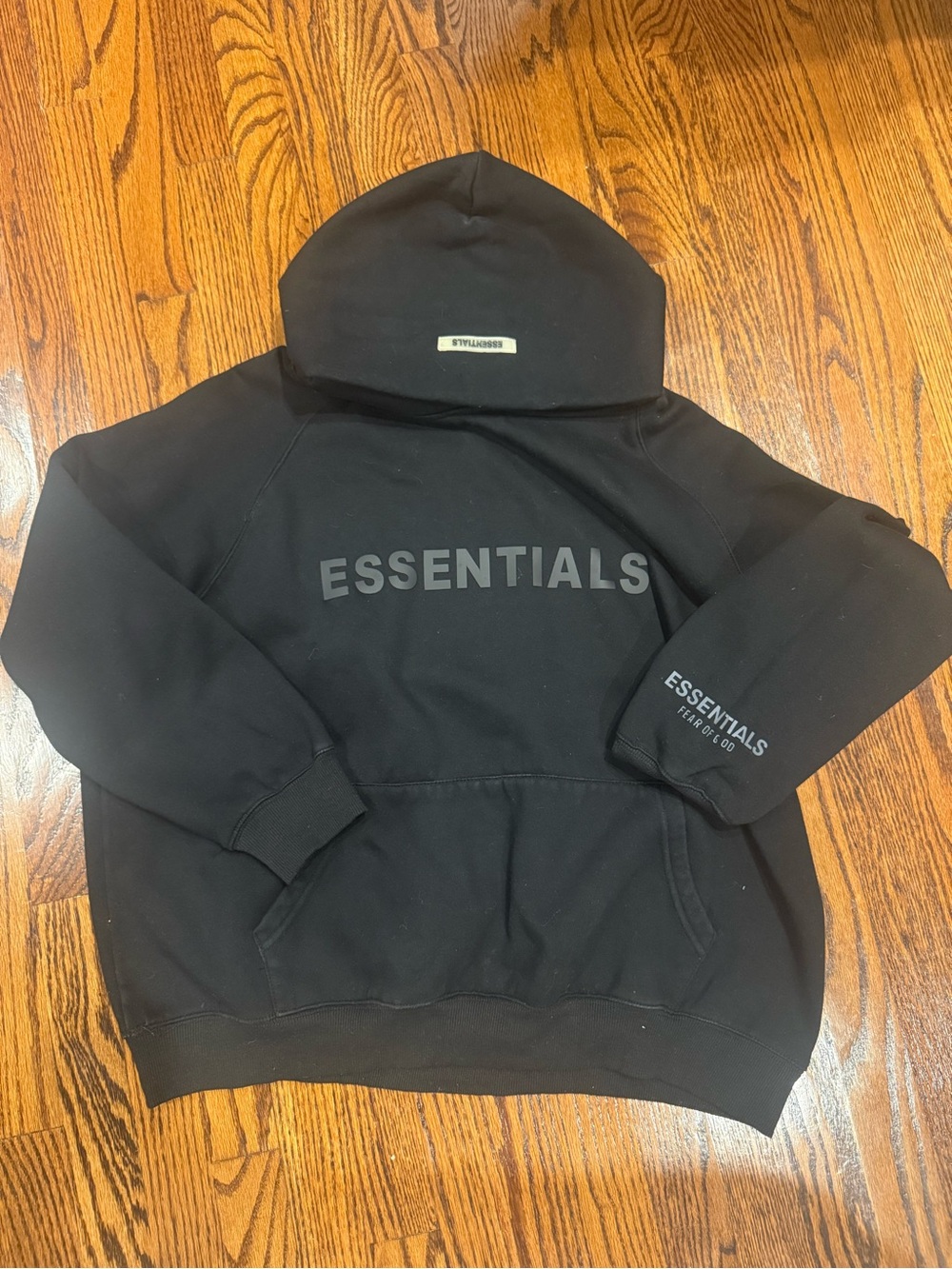Essentials Black Logo Pullover Hoodie (Unisex)